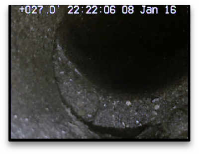 sewer scope inspection camera reveals an offset in the side sewer